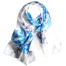 Fashion women chinese digital print floral shawl 100% silk scarf